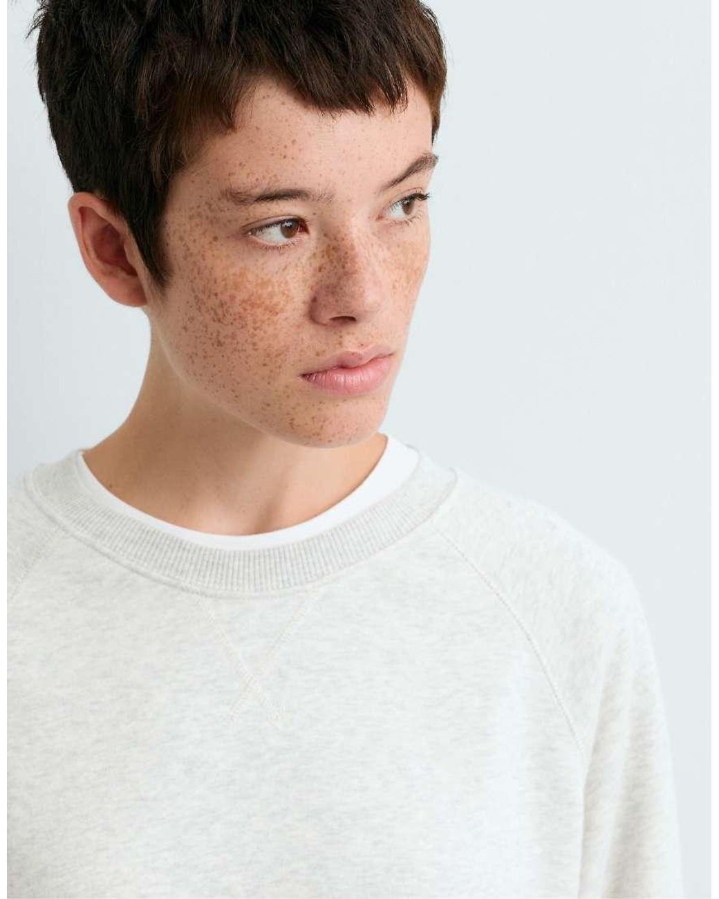 Oysho White Marl Plush Round Neck Sweatshirt