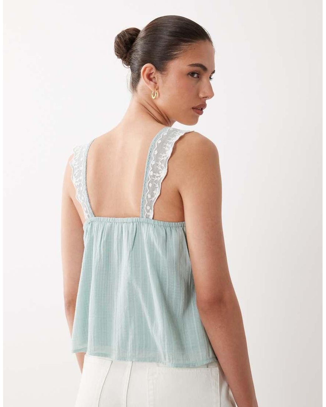 New Look Blue Embroidered Peplum Cami