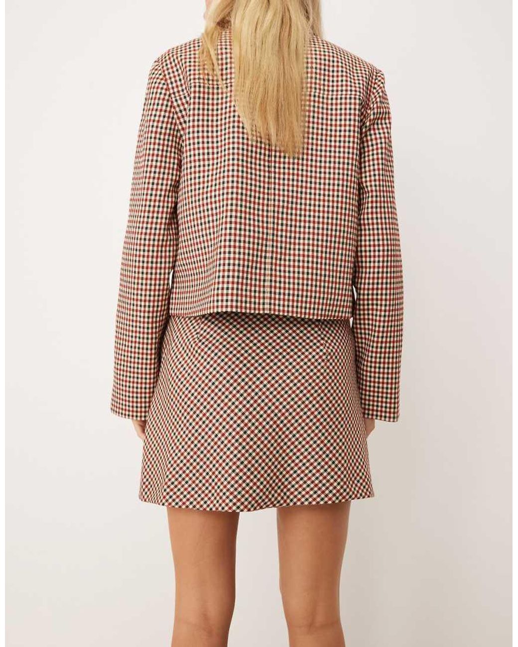 House Of Sunny Natural Marie Check A-line Mini Skirt