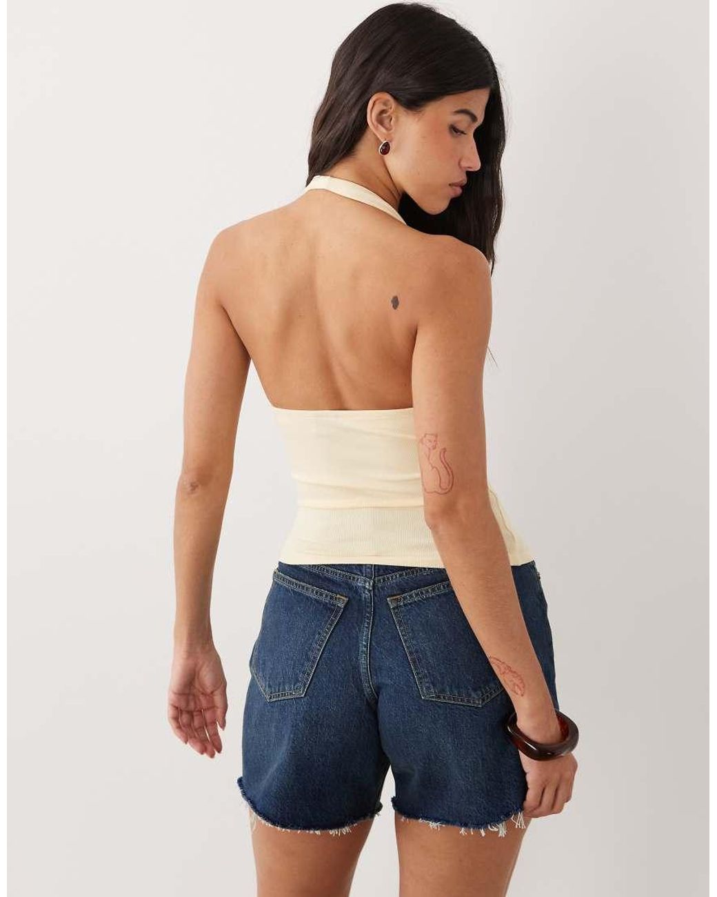 Gina Tricot Blue Double Lined Halterneck Top