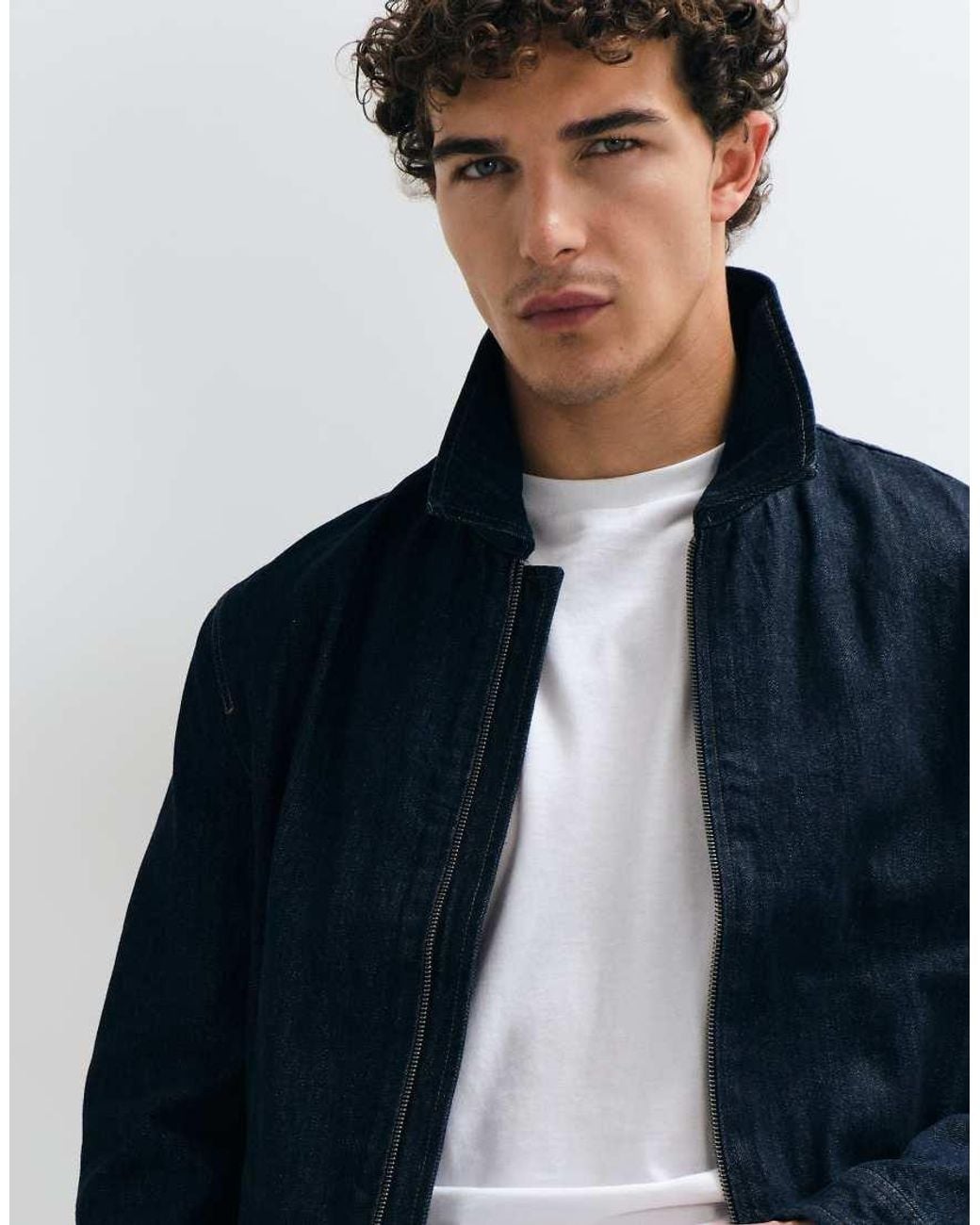 Mango Blue Harrington Jacket for men
