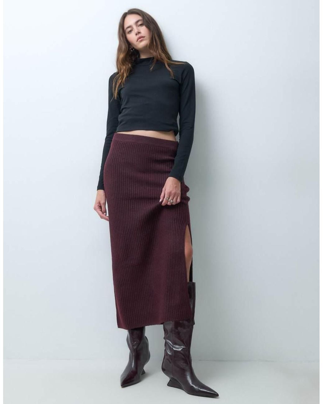 Pieces Blue High Waisted Knitted Maxi Skirt Co-ord
