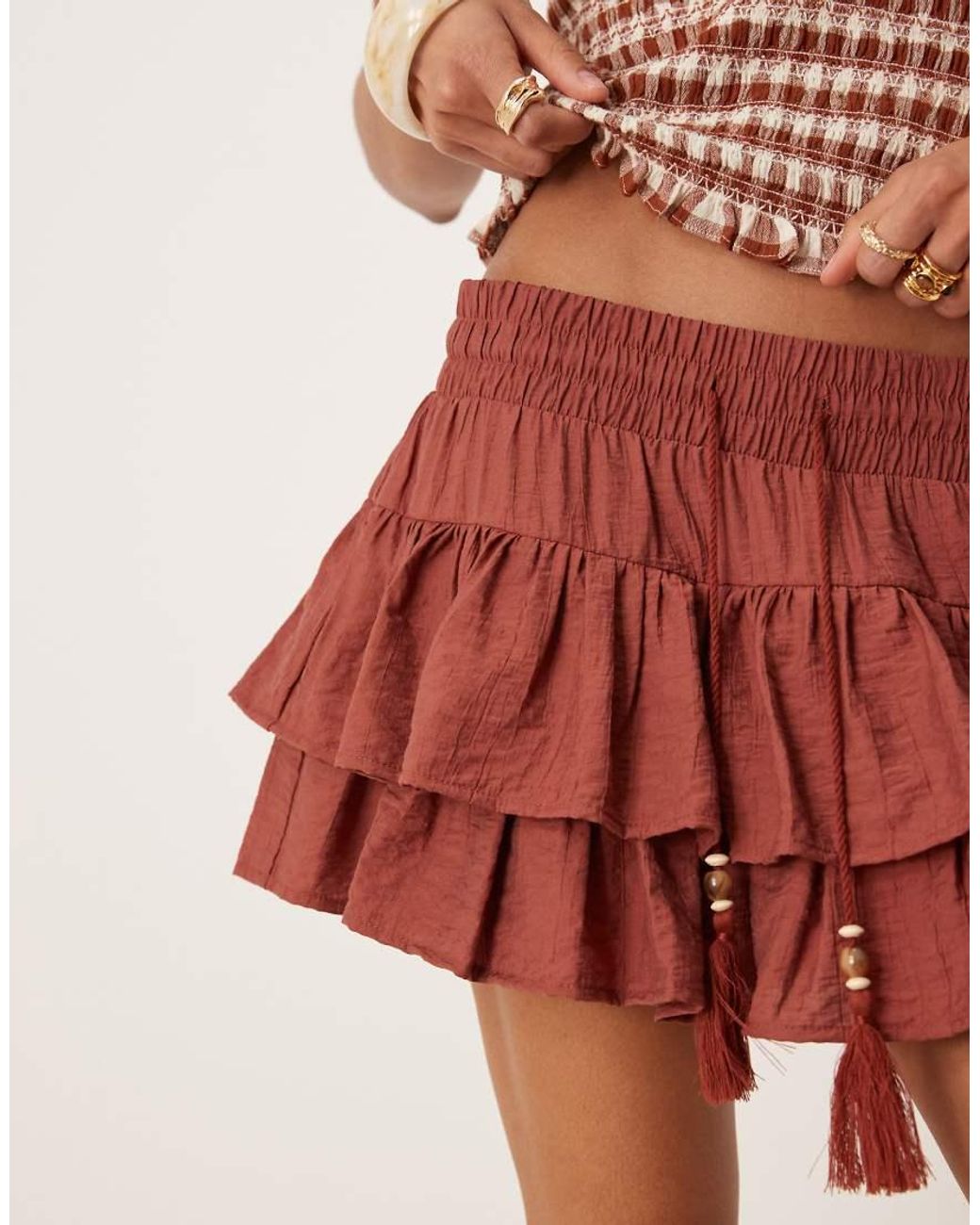 ASOS Red Pull On Knicker Shorts With Ruffle Detail
