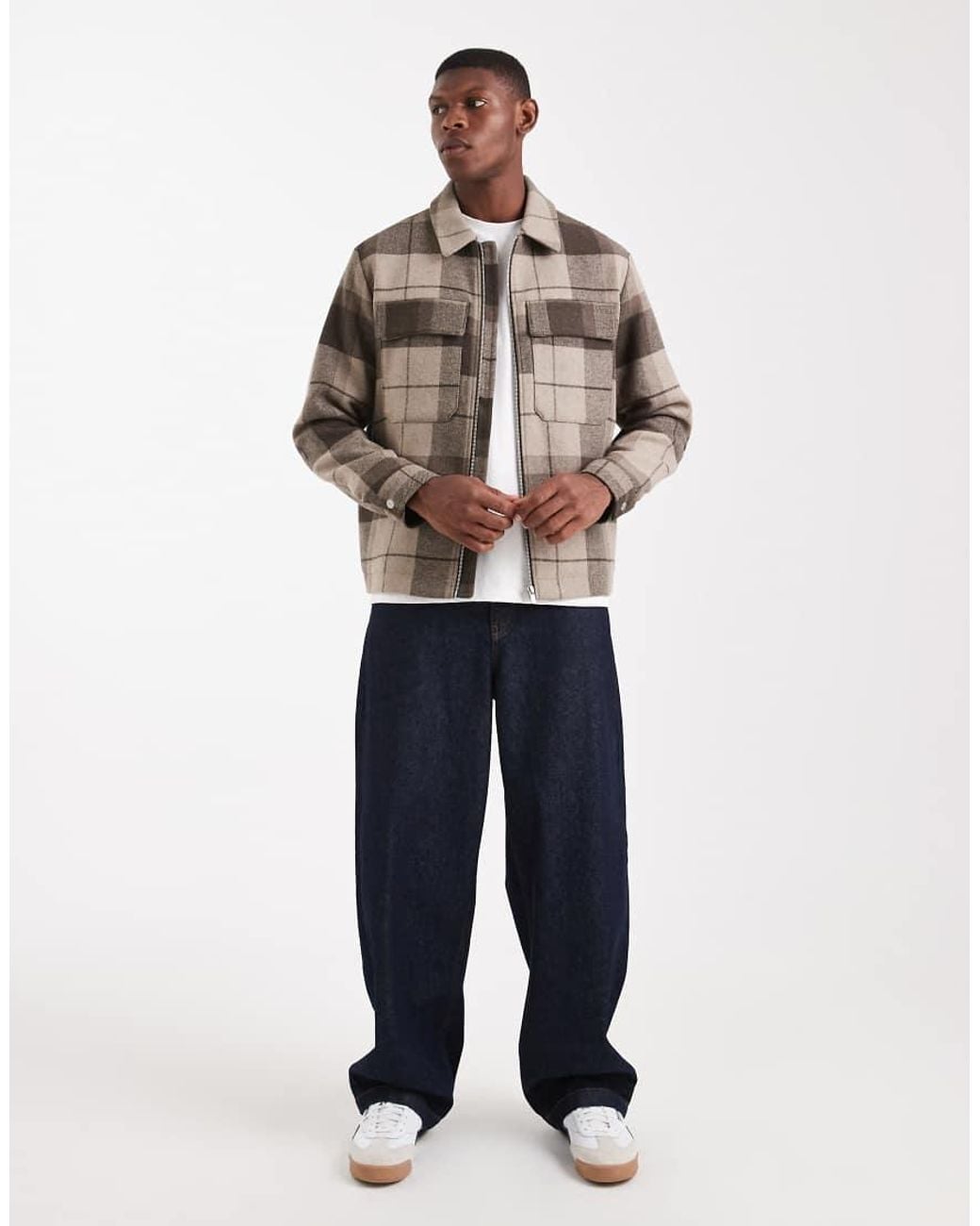 Jack & Jones Gray Wool Harrington Jacket for men