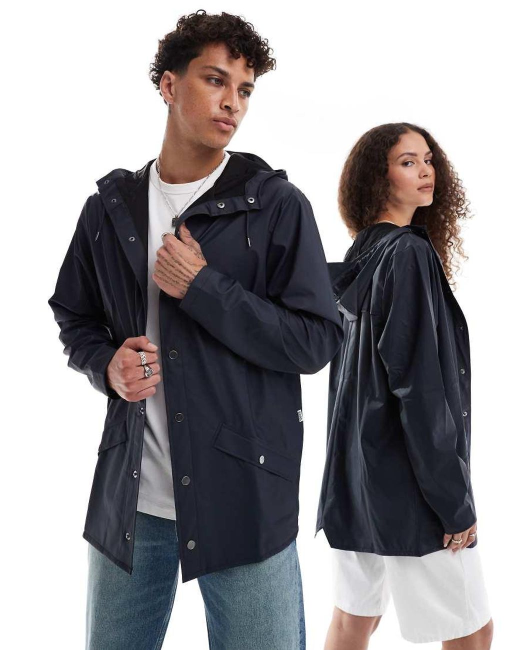 Rains Blue 12010 Unisex Waterproof Short Jacket