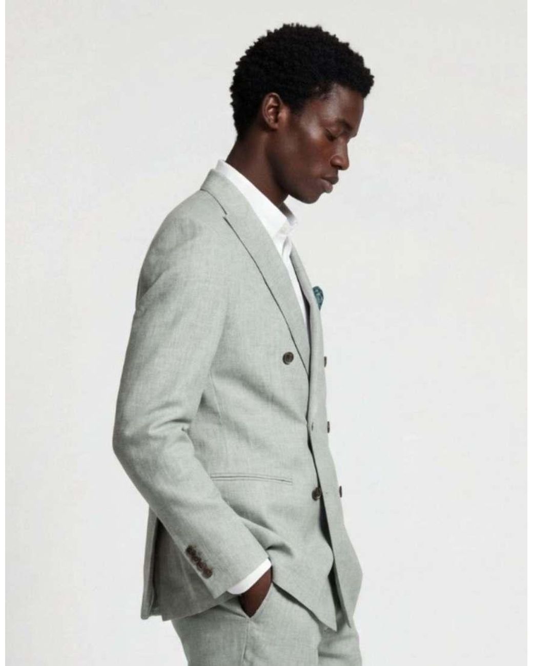Harry Brown Gray Giacomo Slim Fit Double Breasted Suit Jacket for men