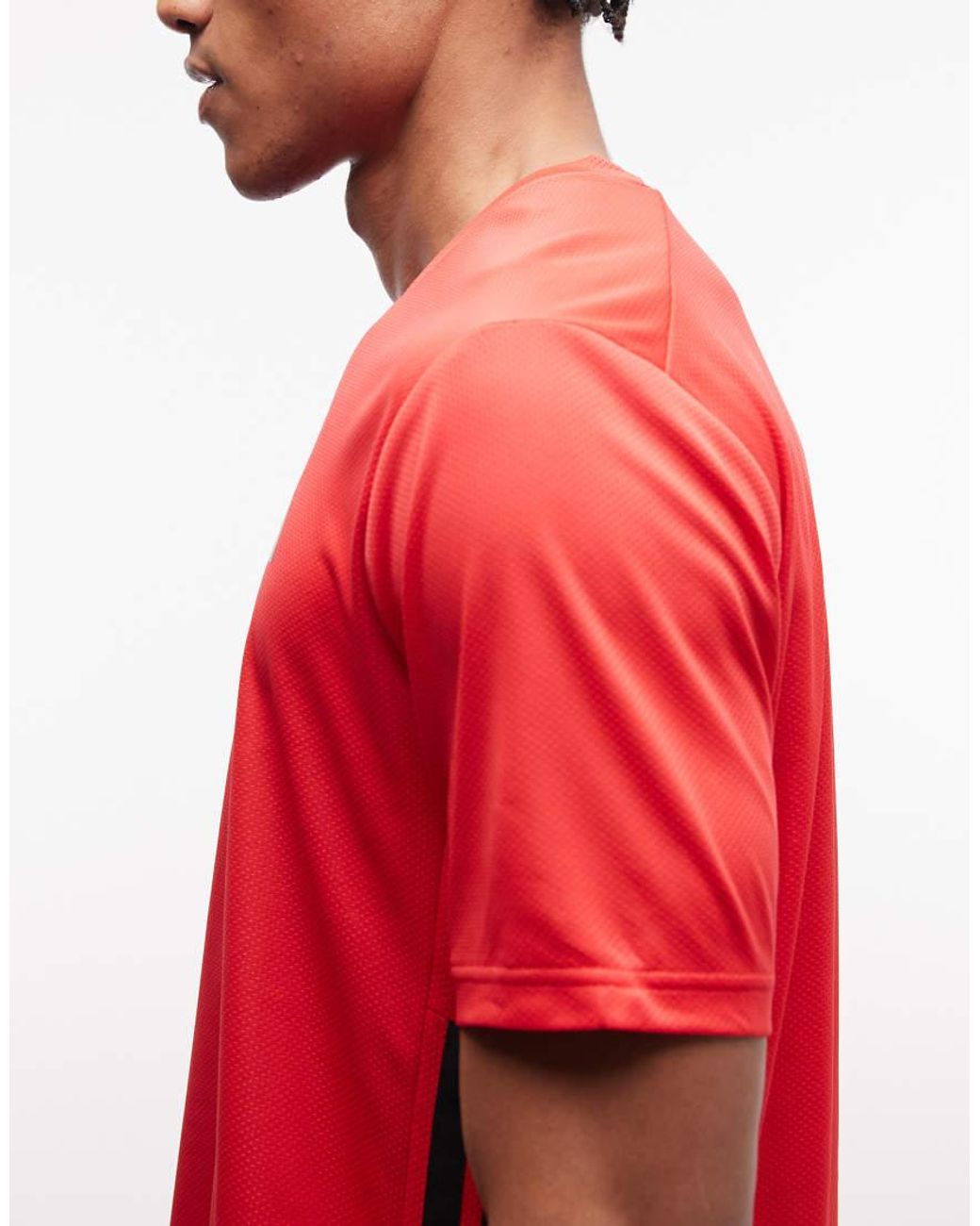 Adidas Originals Red Adidas Training Essentials 3 Stripe T-Shirt for men
