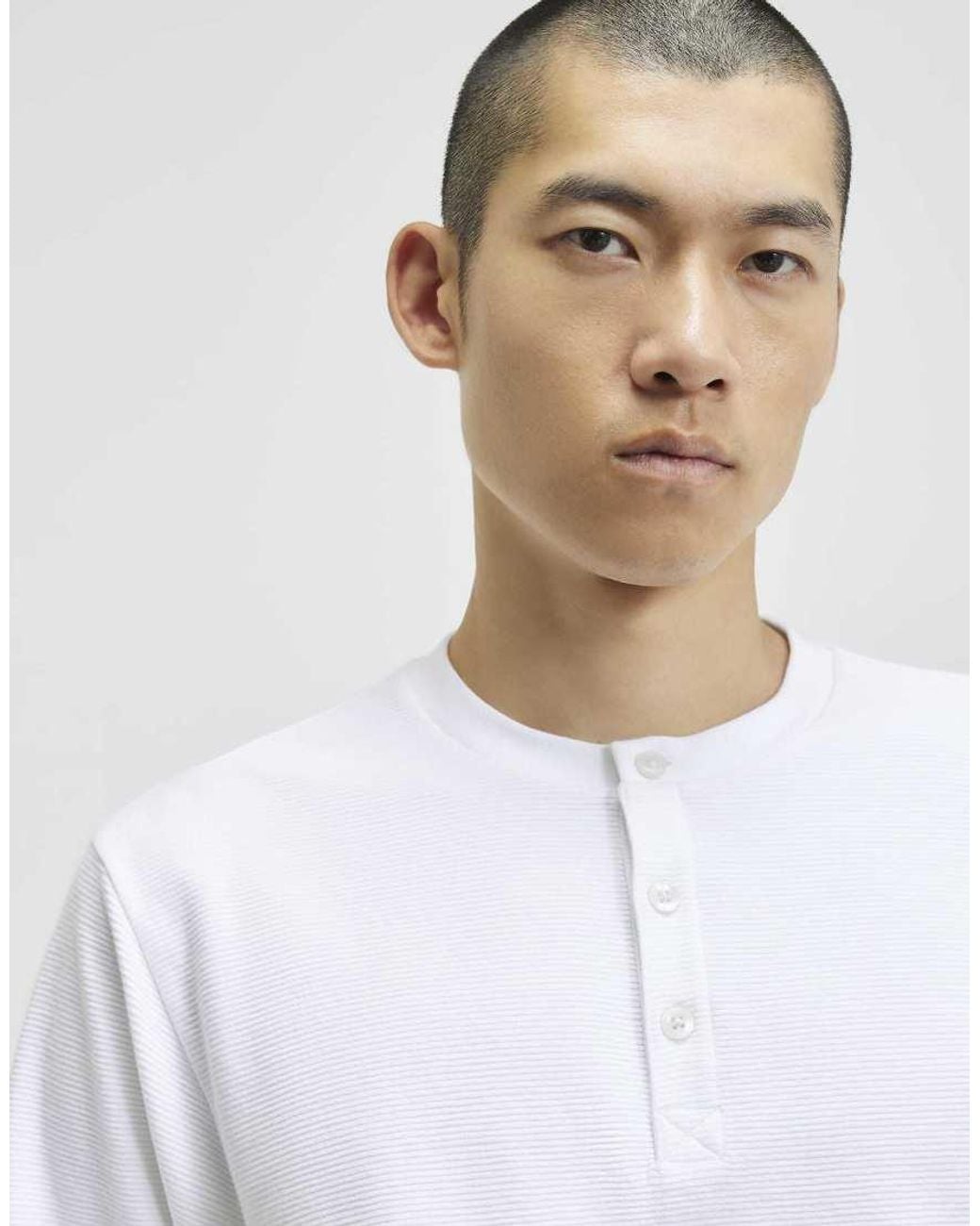 River Island Natural Regular Fit Cotton Henley Neck T-Shirt for men