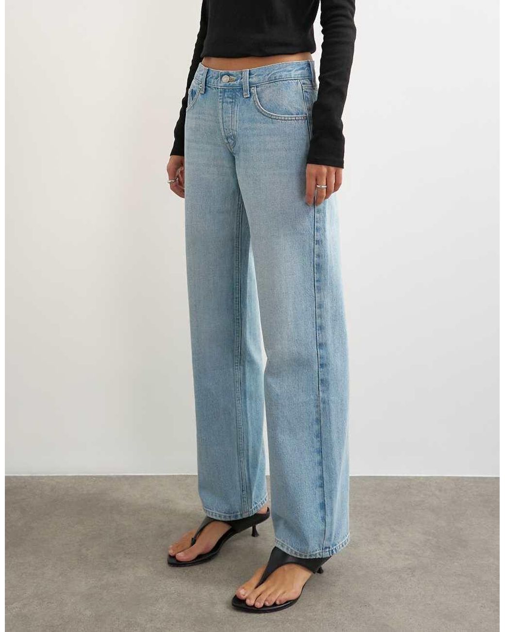 TOPSHOP Gray Ember Low Rise Relaxed Straight Leg Jean