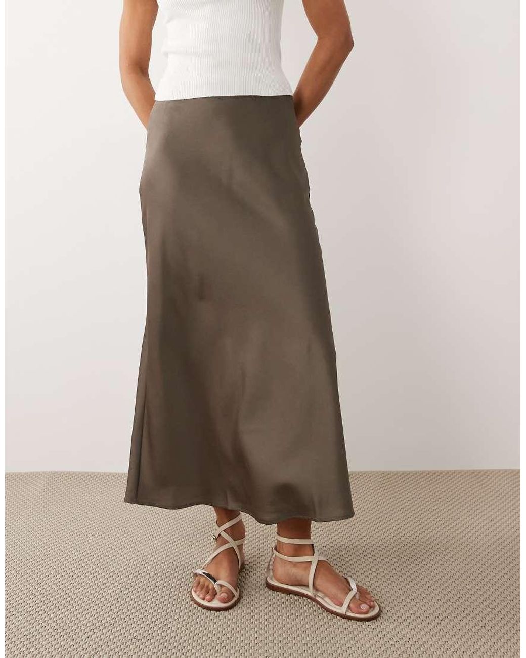 Vila Natural Satin Maxi Skirt