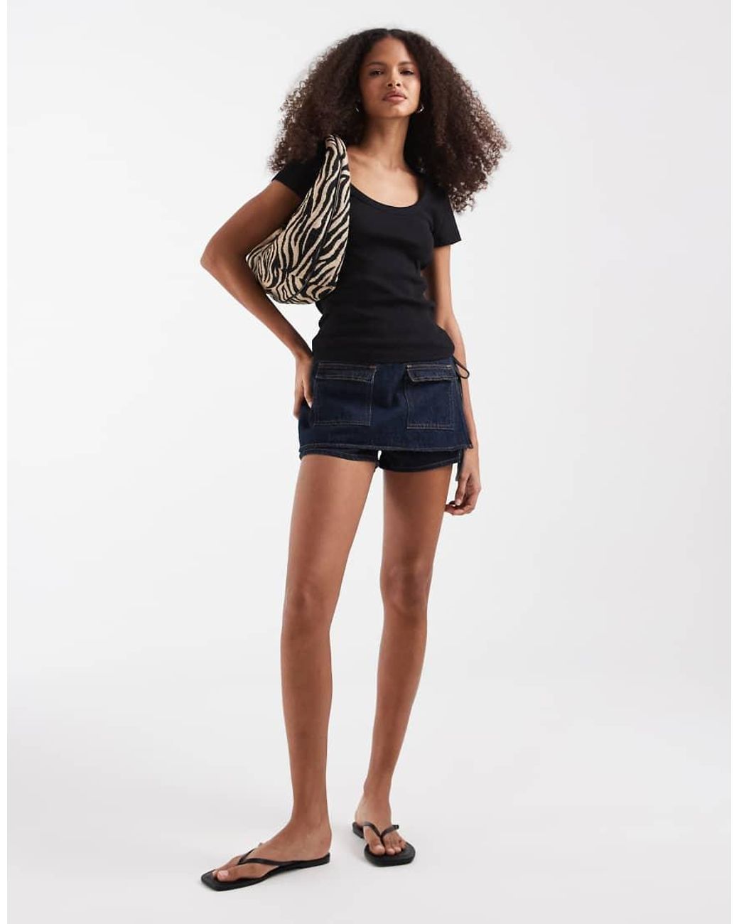 Vero Moda Black Ribbed Scoop Neck T-shirt