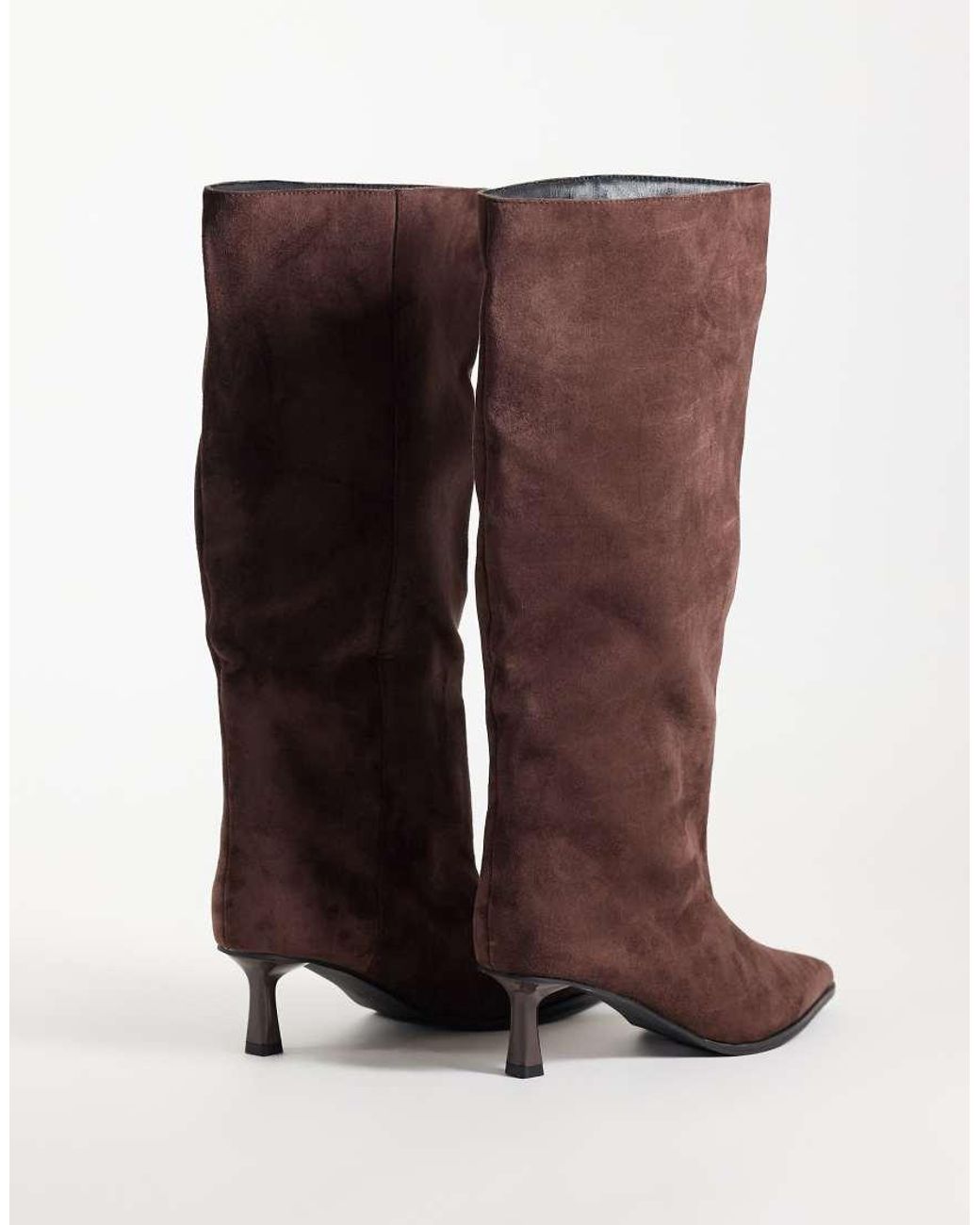 Public Desire Brown Lola Kitten Heel Knee Boots