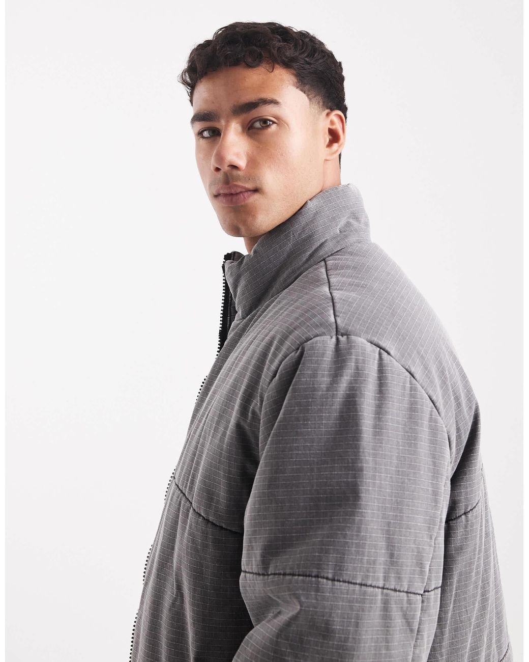 ASOS Gray Ripstop Puffer for men