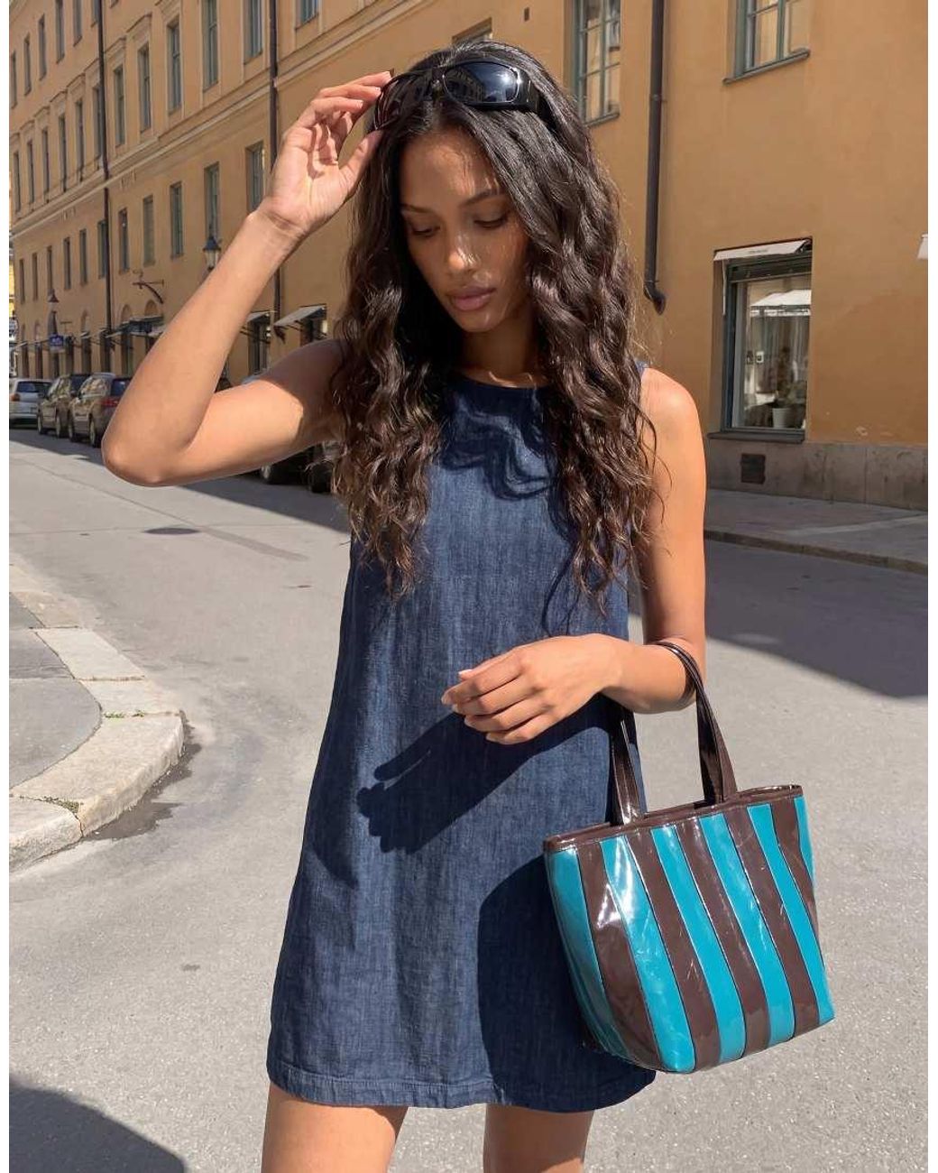 Vero Moda Blue Sleeveless Shift Denim Mini Dress