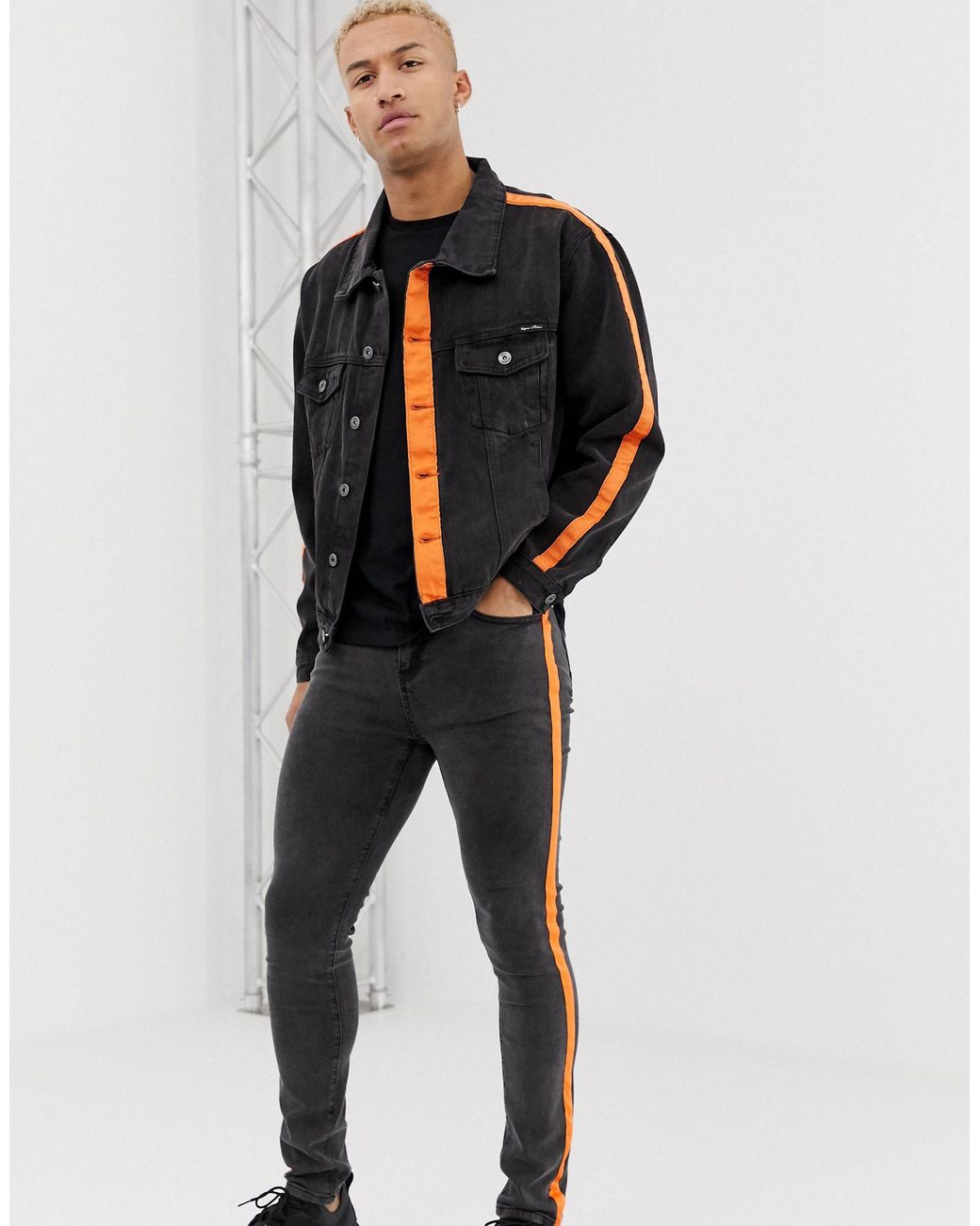 Black and 2025 orange jean jacket