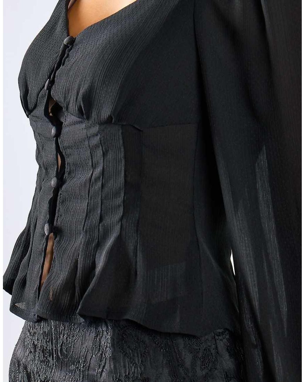 Glamorous Black Sweetheart Neckline Crop-Blouse