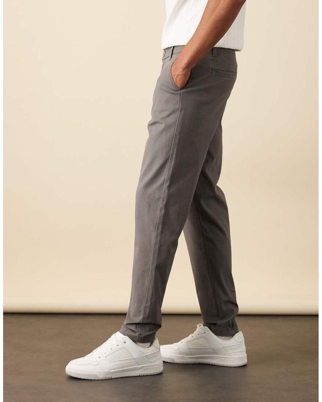 ASOS Gray Tapered Chinos for men