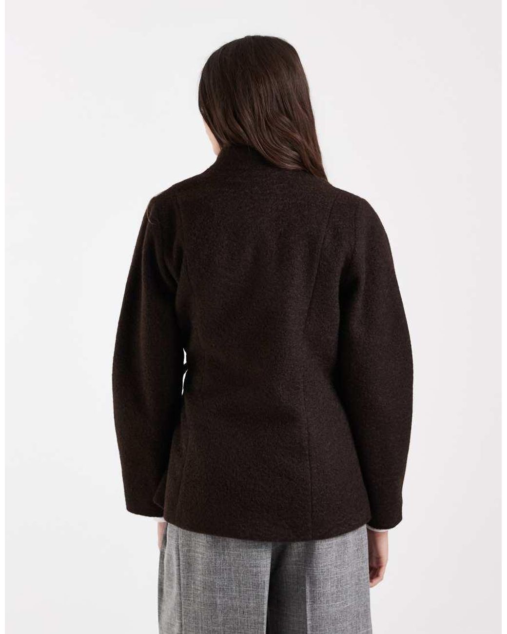 Vero Moda Black Textured Wool-touch Tie-side Jacket