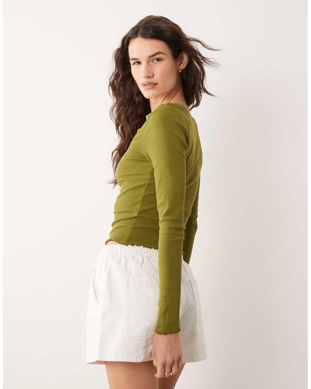 Miss Selfridge Blue Ribbed Square Neck Top