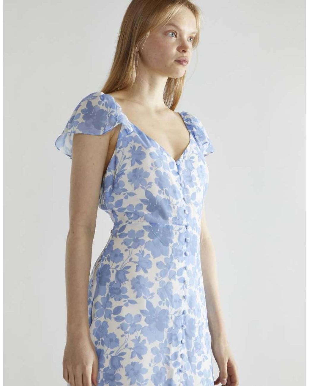 Glamorous Blue V Neck Midi Dress