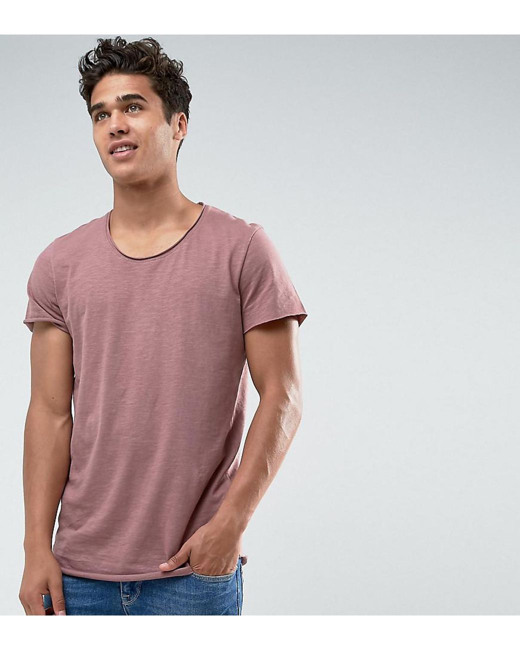 Jack Jones Originals Long Line T-shirt With Scoop Neck And Raw