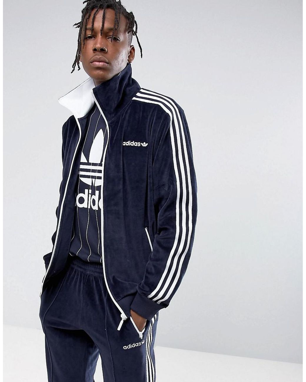 adidas Osaka Velour Beckenbauer Jacket In Navy Cv8959 in Blue for Men Lyst UK