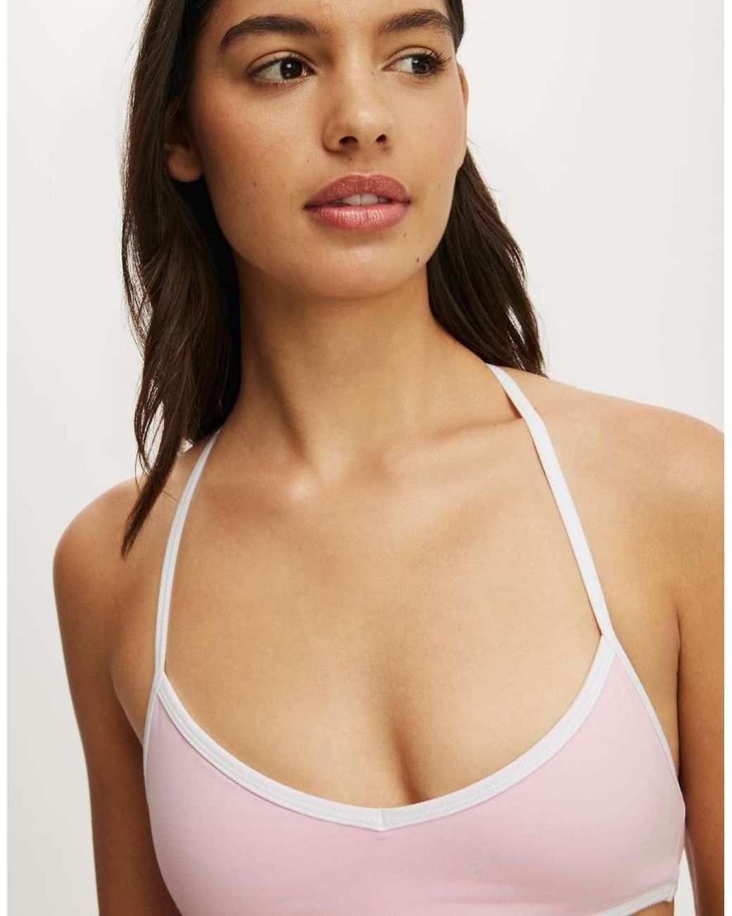 Cotton On Pink Ultra Soft Halter Open Back Crop