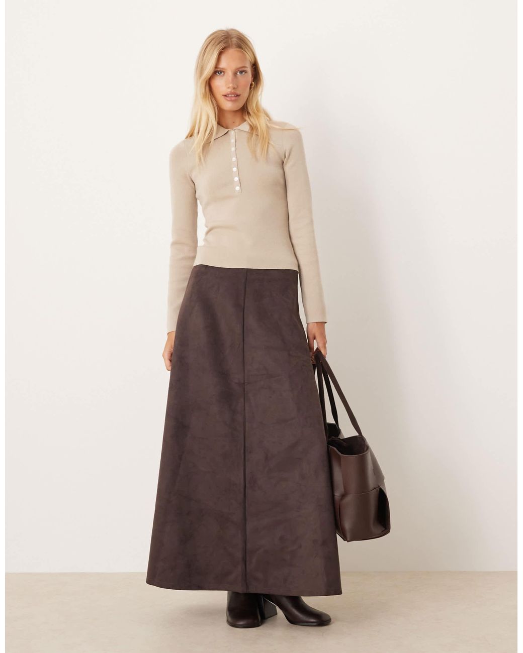 Pretty Lavish Natural Button Knit Polo Top
