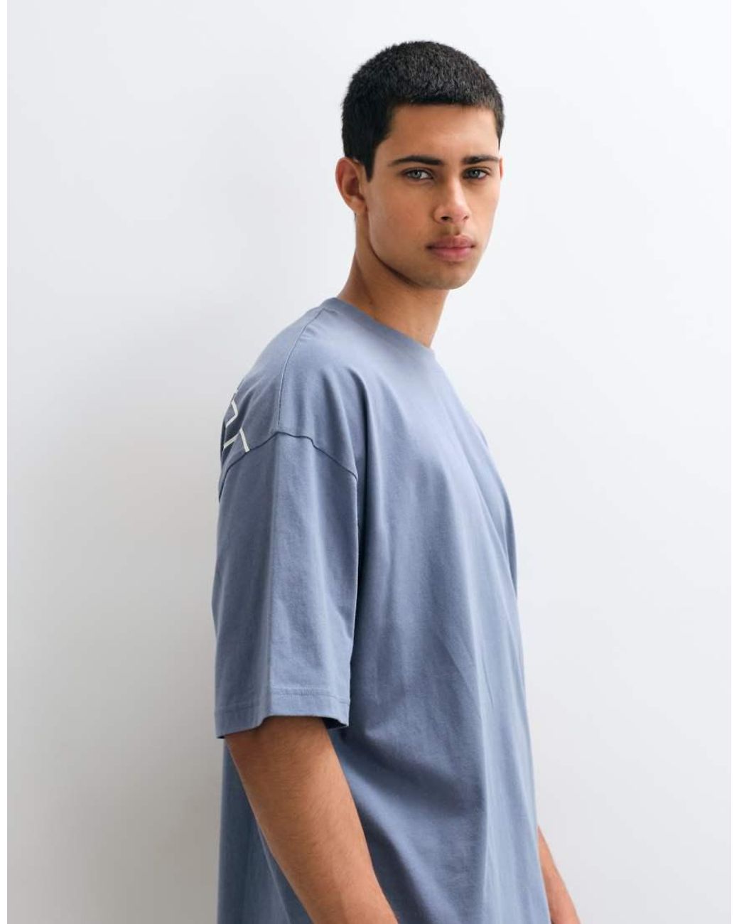 ASOS Blue Oversized T-Shirt With Text Graphic for men