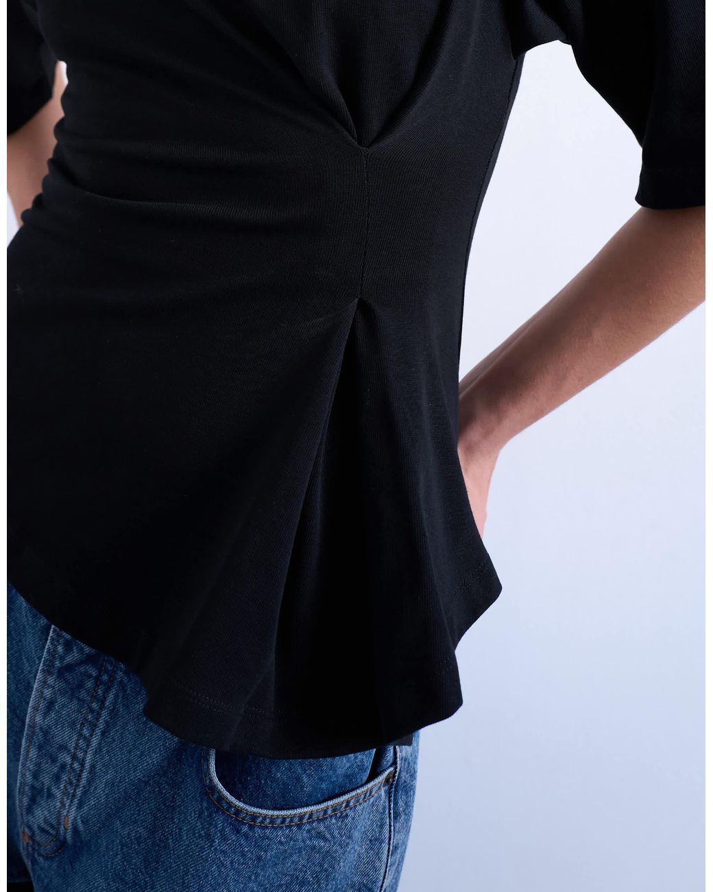 TOPSHOP Blue Cinch Waist Structured Tee