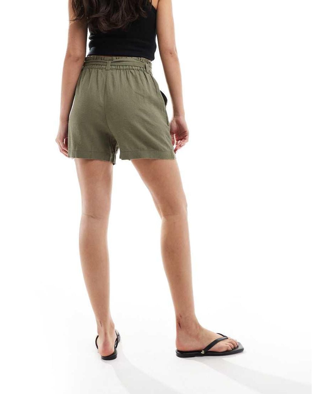 Jdy Green Tie Waist Linen Mix Shorts Co-Ord
