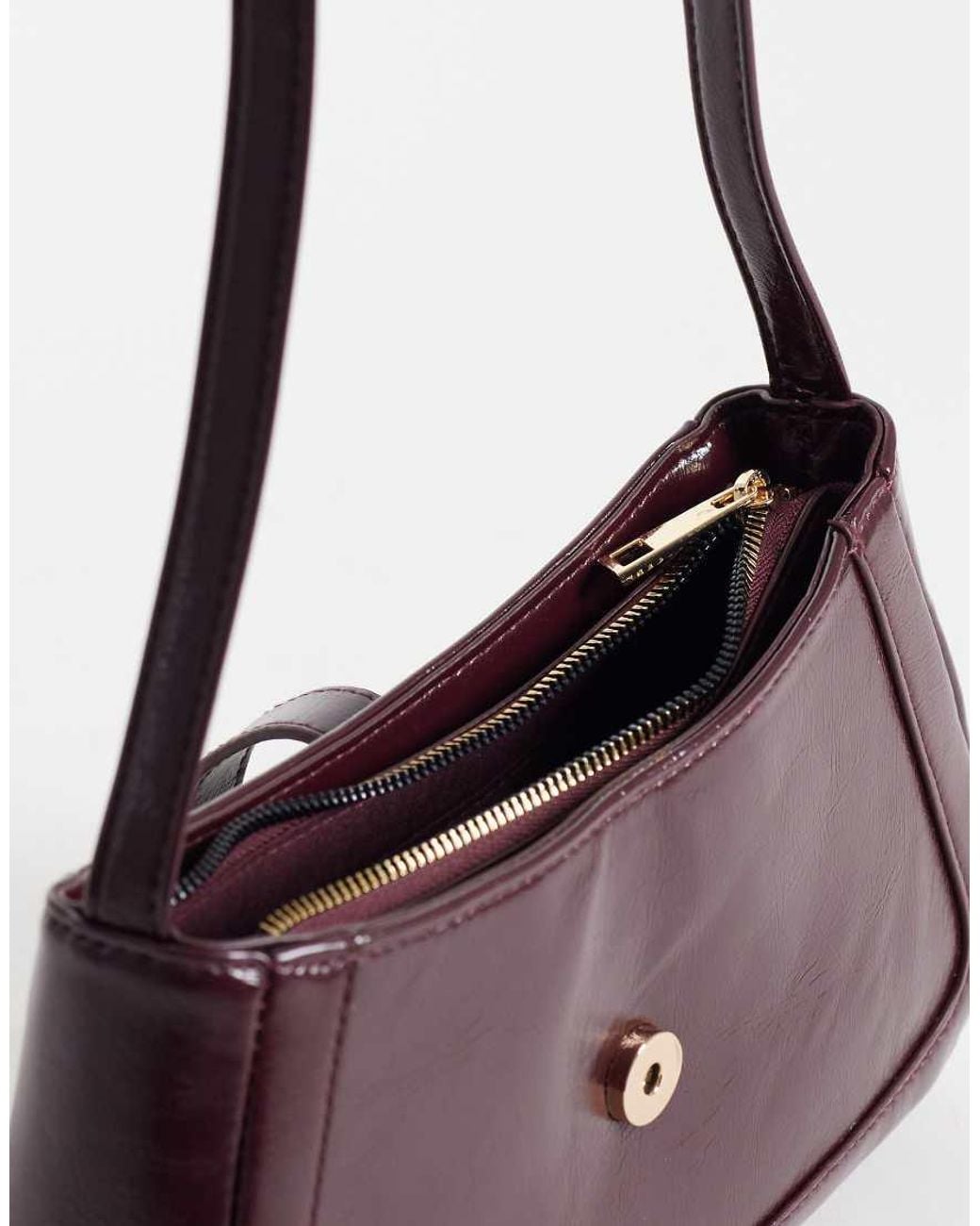 New Look Purple Croc Buckle Detail Shoulder Bag