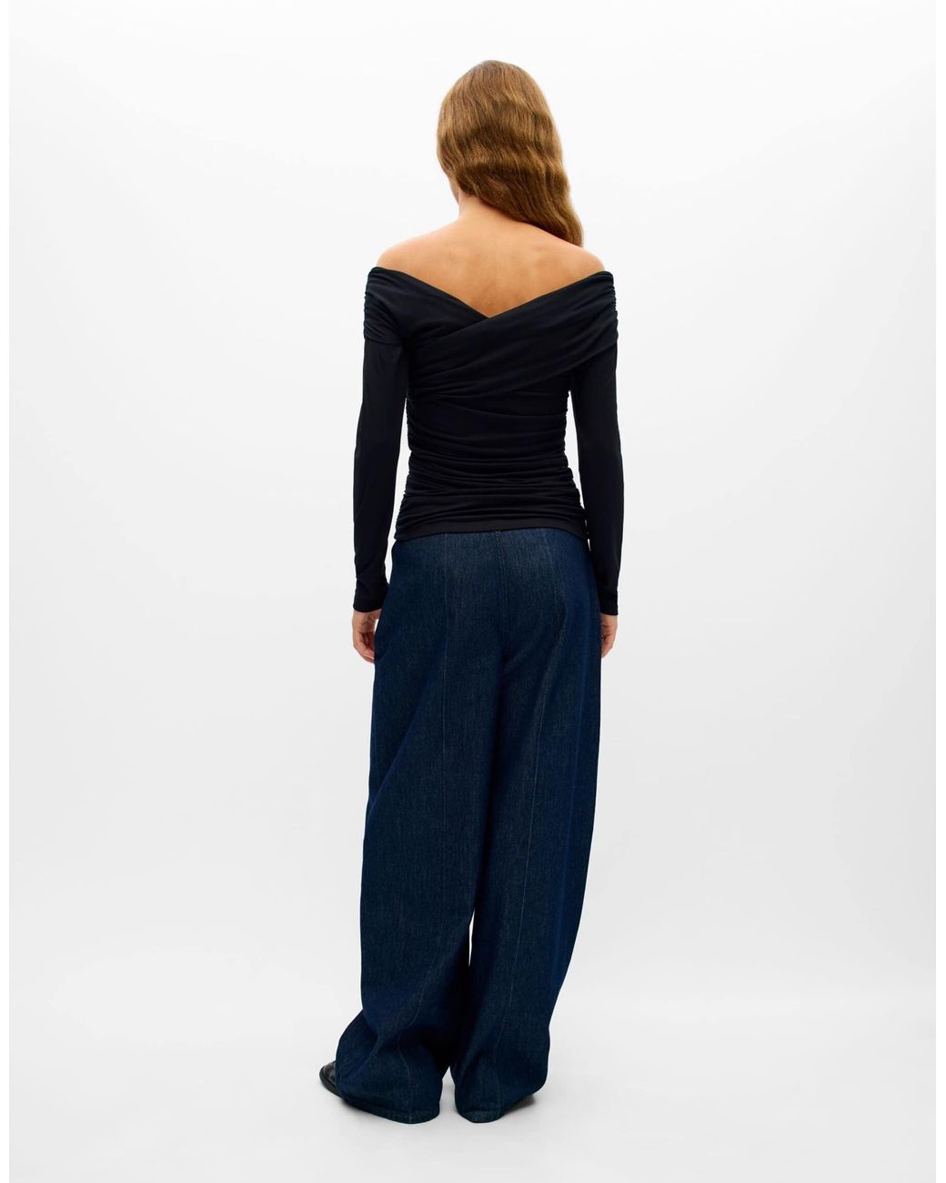 Levih top en jersey coupe slim à col v et manches longues extensible Object en coloris Blue