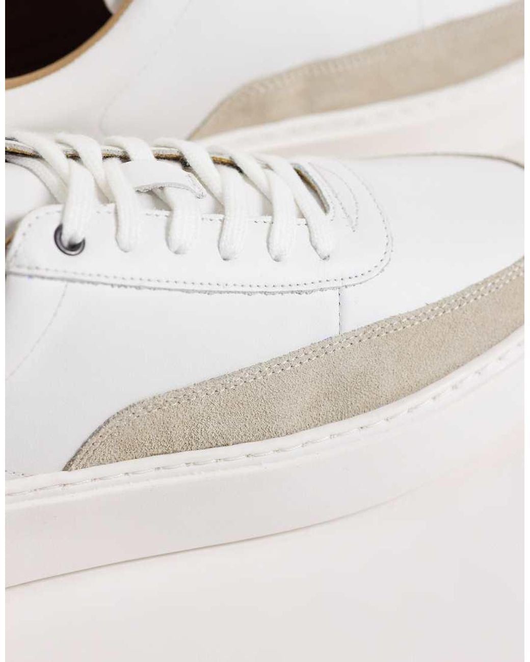 ASOS Natural Lace Up Trainers With Black Heel Notch And Stone Suede Detail for men