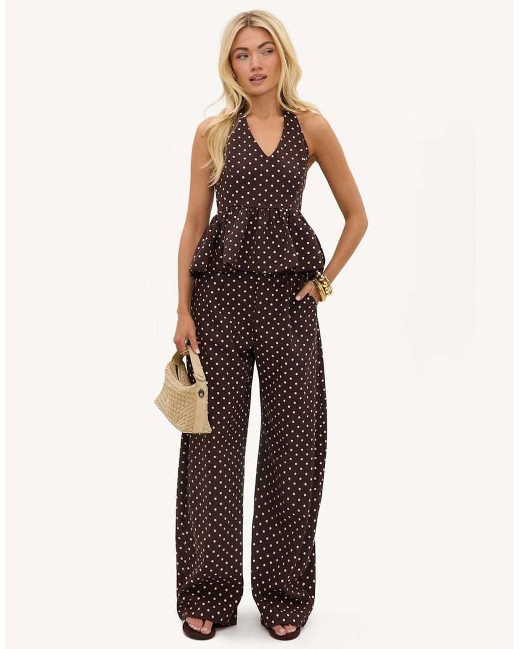 Loavies Brown Always Right Polka Dot Balloon Trousers