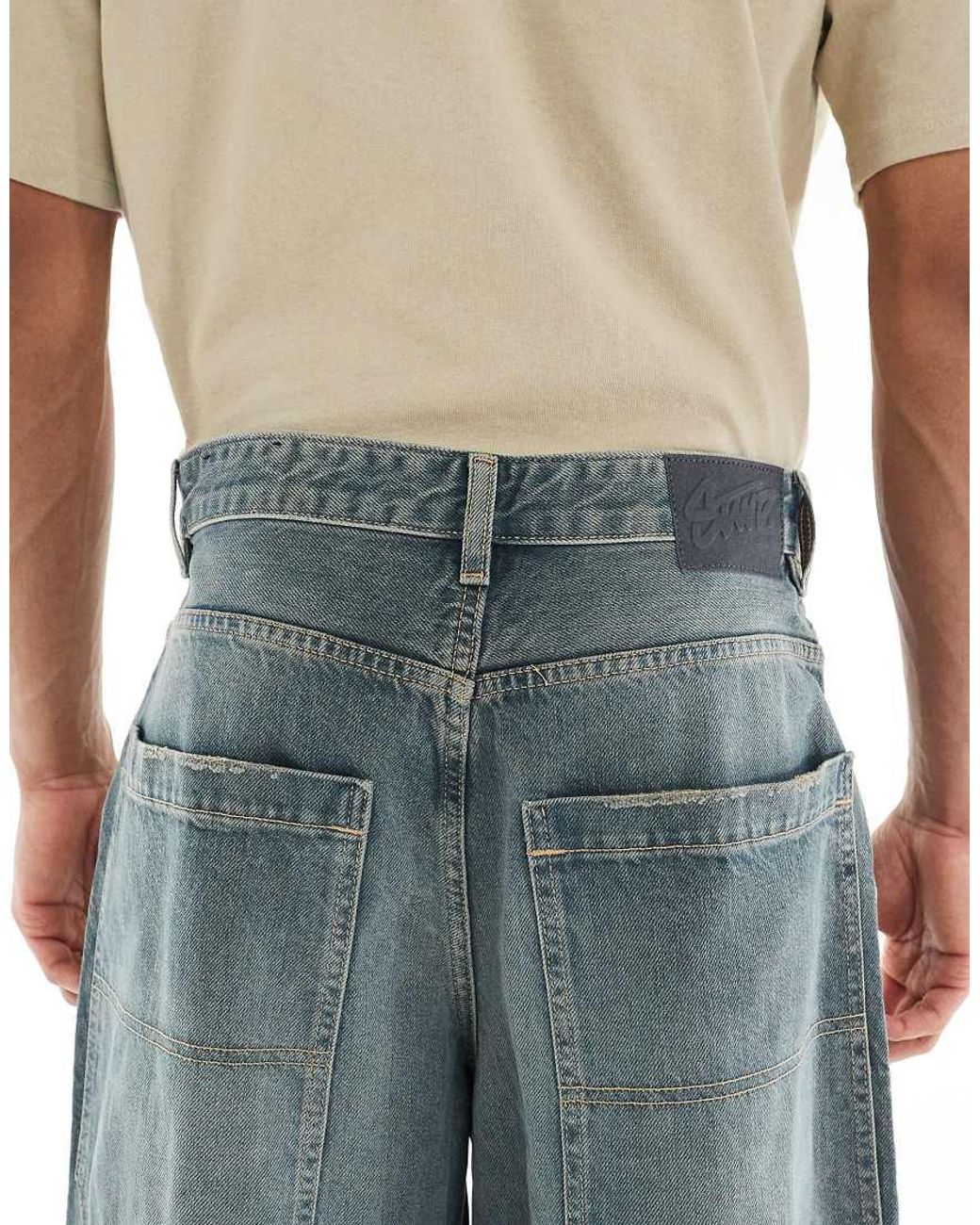 Pull&Bear Blue Super baggy Fit Jeans With Darts for men