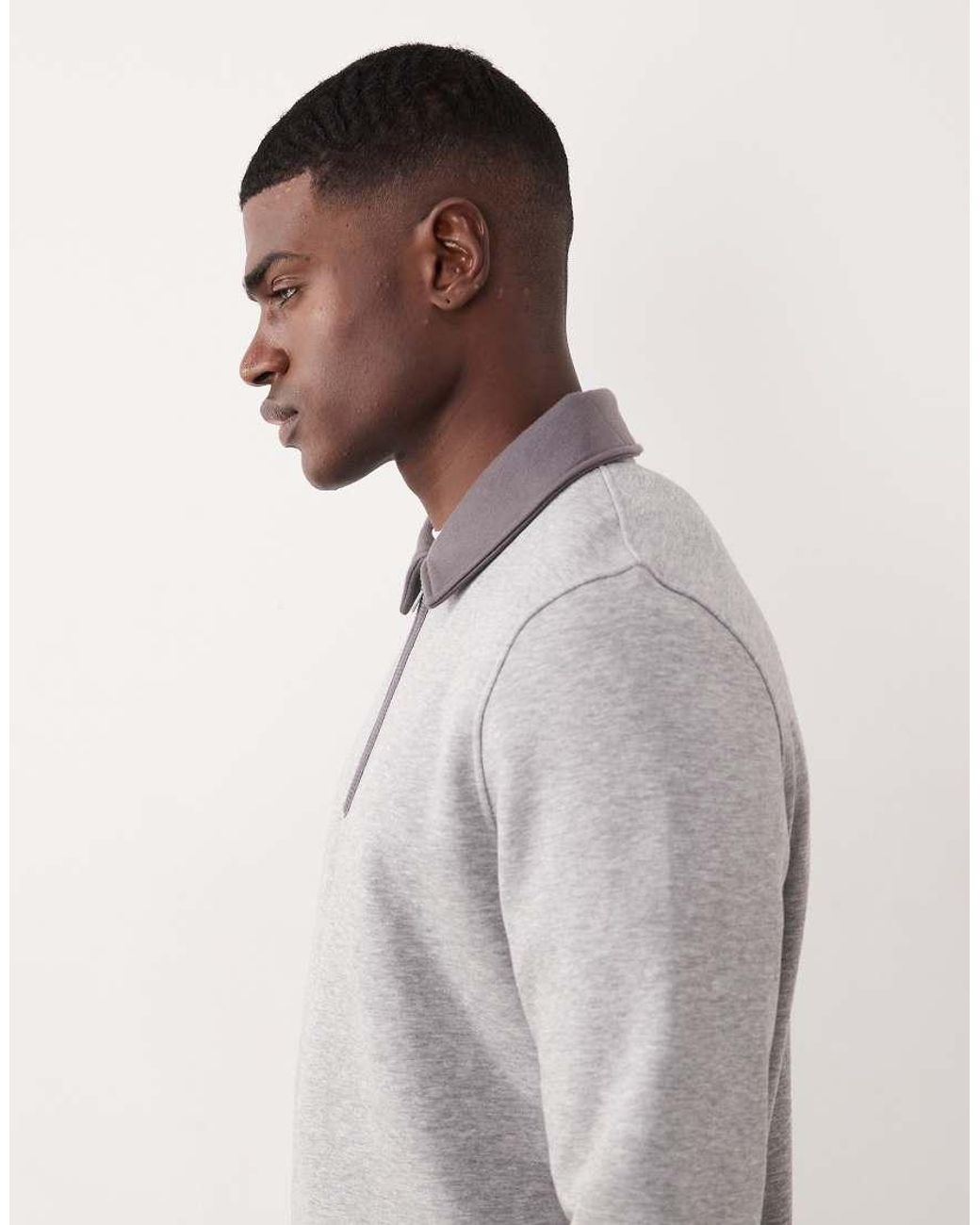 ASOS Gray Quarter Zip Sweatshirt for men