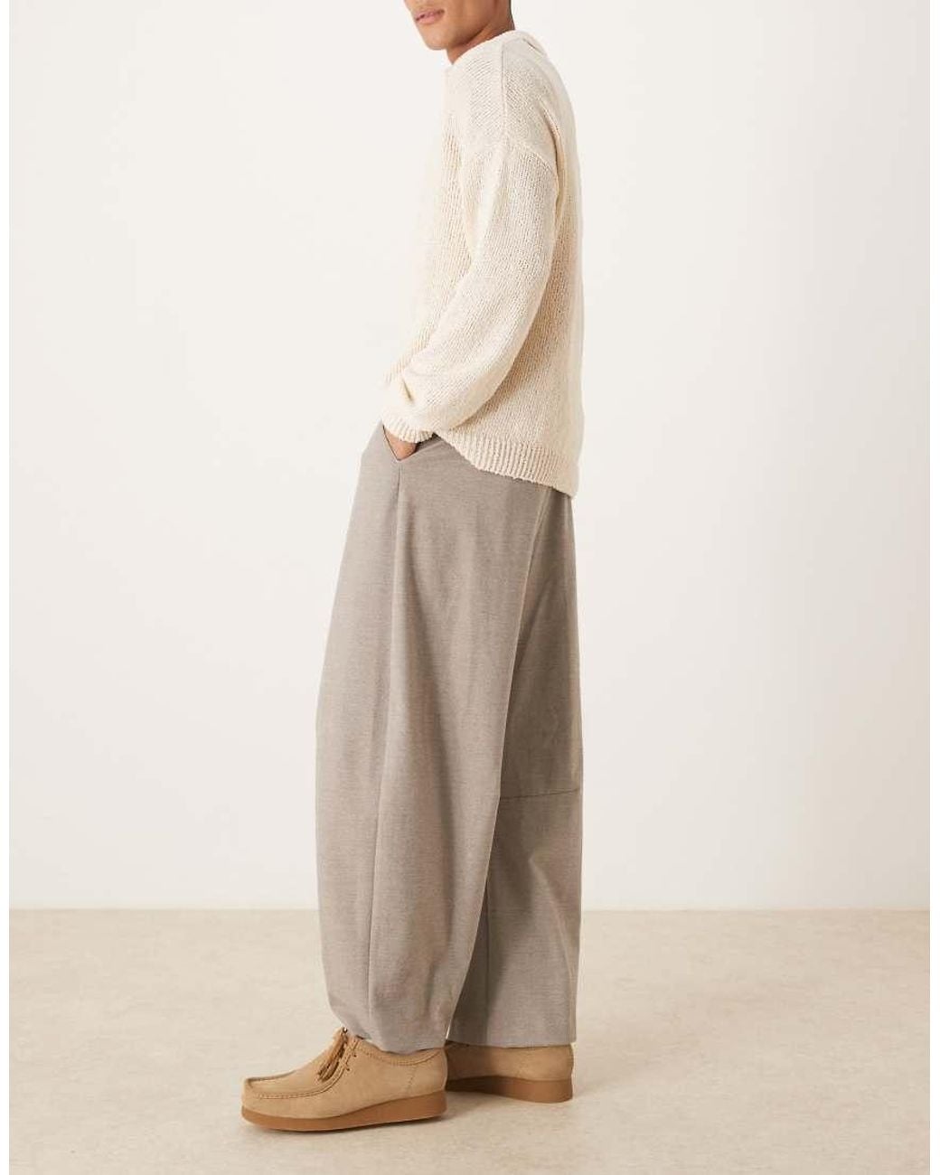 ASOS Natural Smart Barrel Leg Fit Pants for men