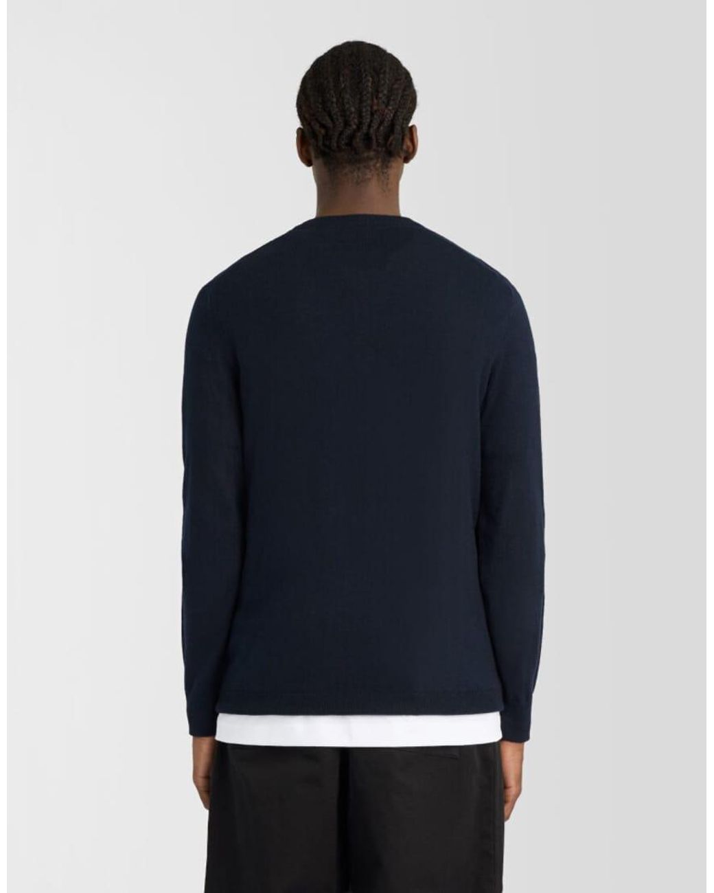 Lyle & Scott Blue Mid Knits Cotton Merino Henley Jumper for men
