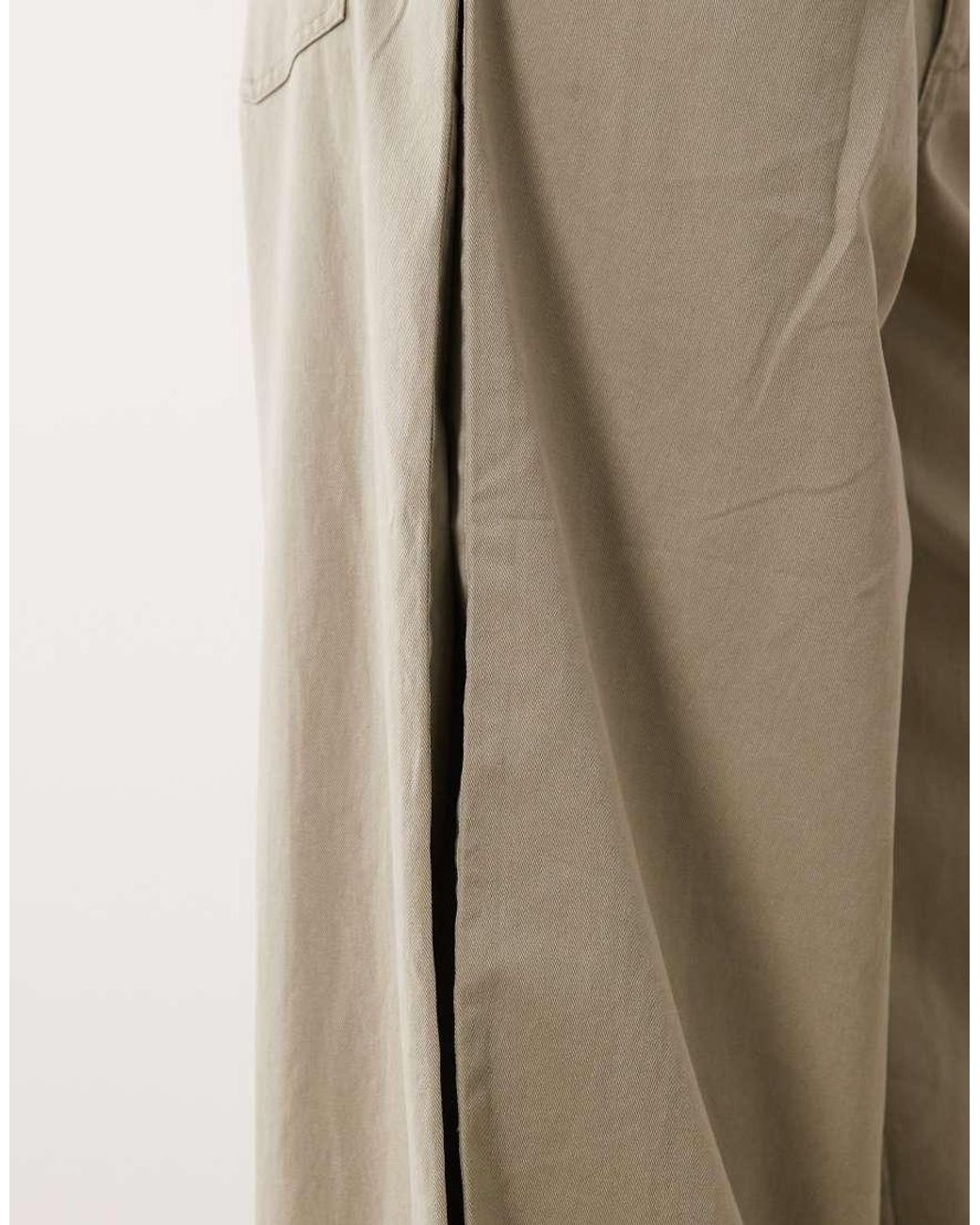 ASOS Natural Wide Barrel Leg Pants With Side Pleat Detailing