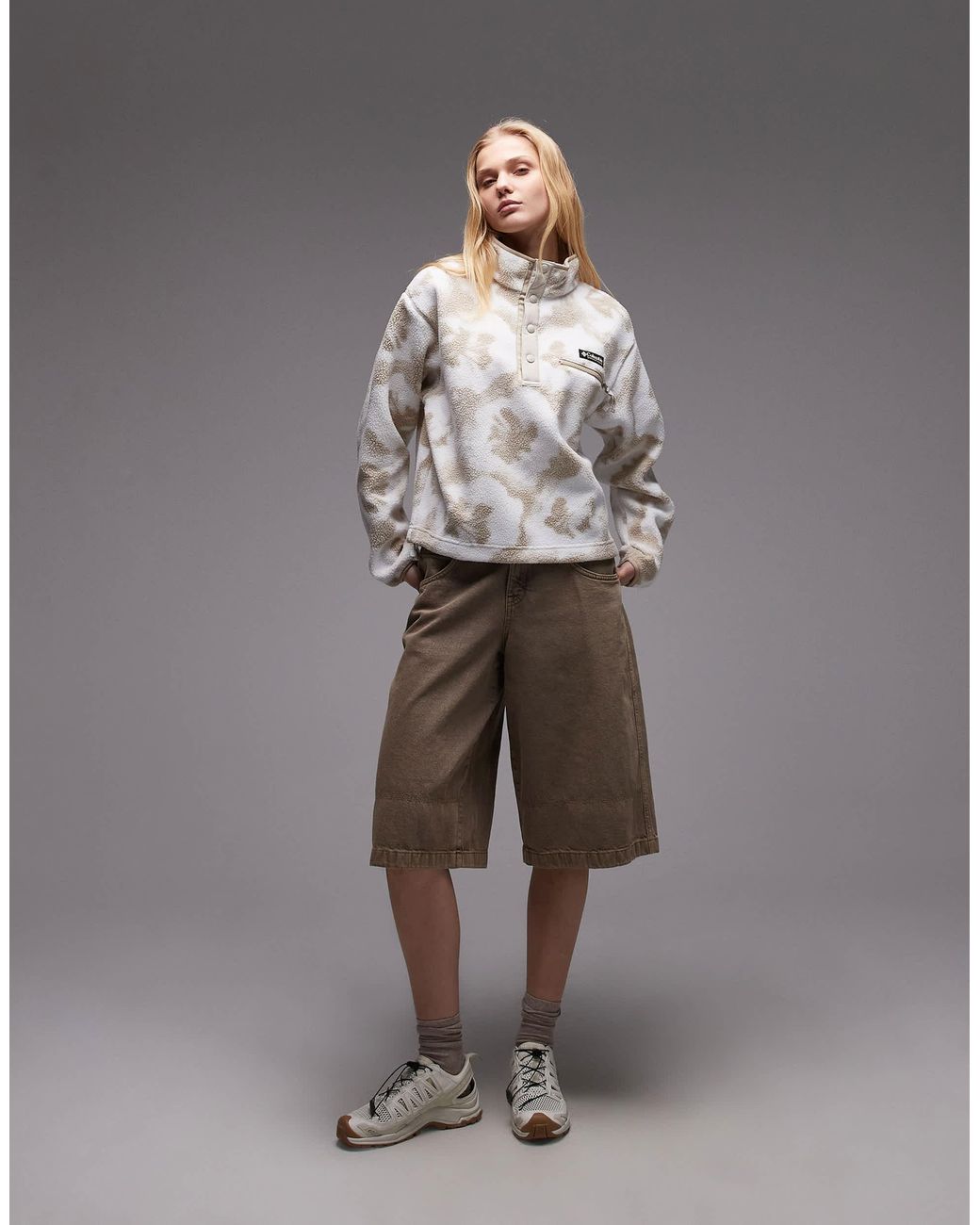 Helvetia ii - polaire courte à imprimé et demi-patte Columbia en coloris Gray