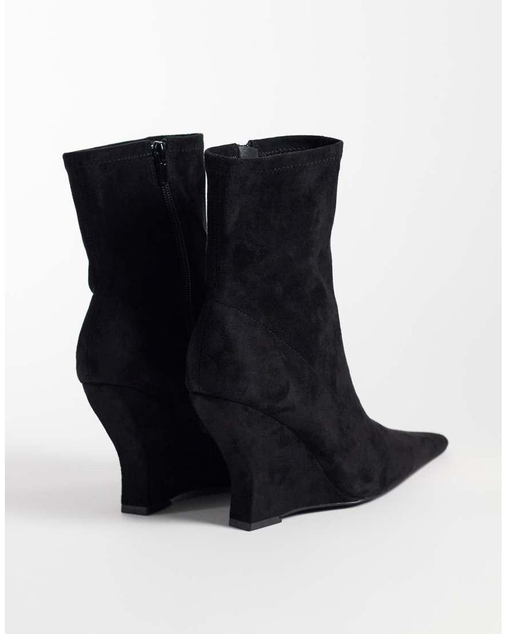 ASOS Black Revel Wedge Sock Ankle Boots