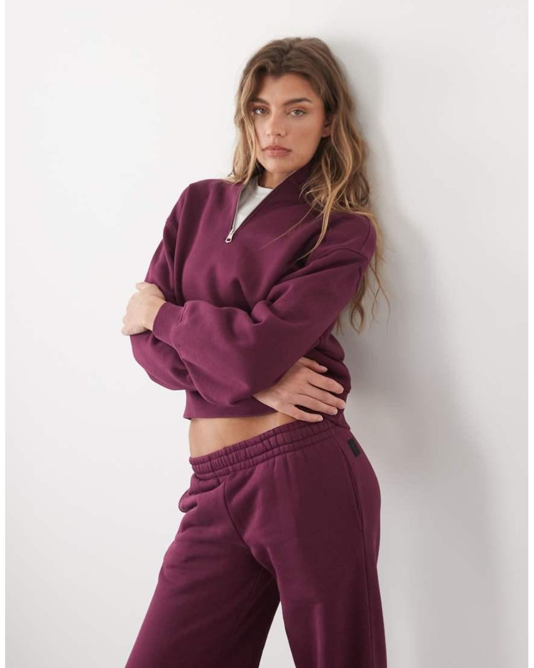 4505 Purple Rest Day 400gsm Heavyweight Cotton 1/4 Zip Cocoon Sweat
