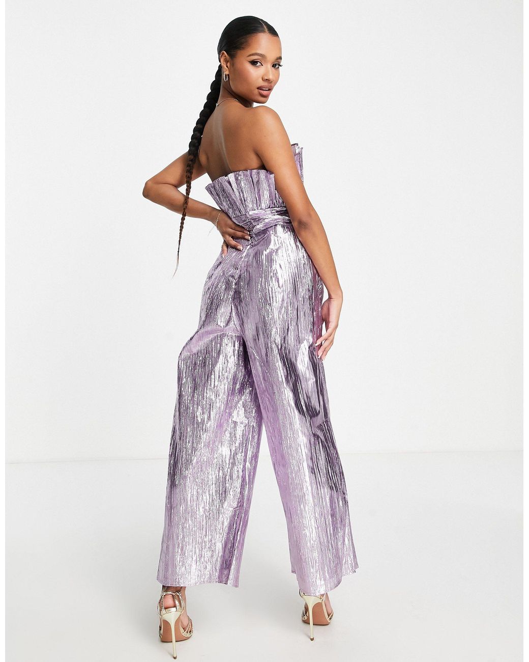 purple metallic jumpsuit