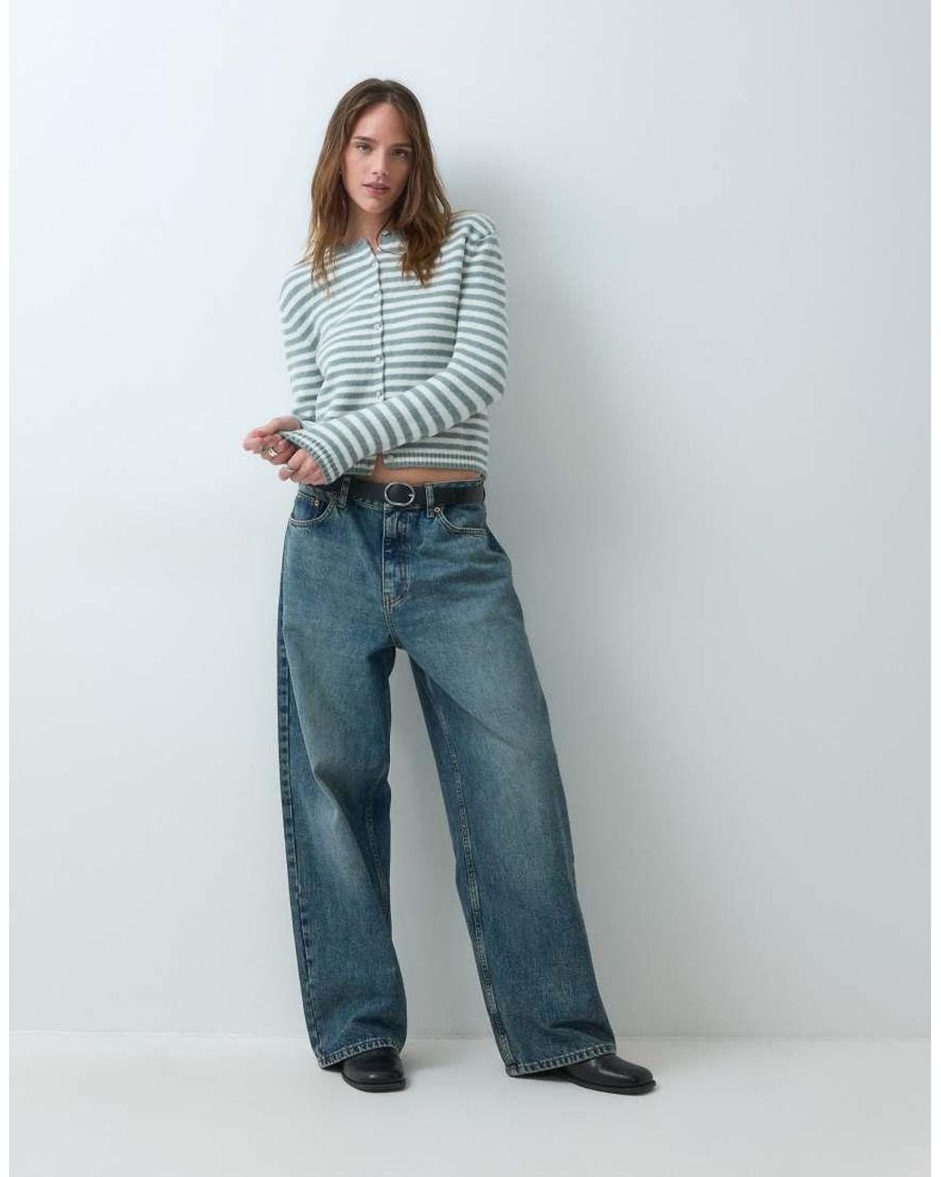 Monki Blue Compact Knitted Cardigan
