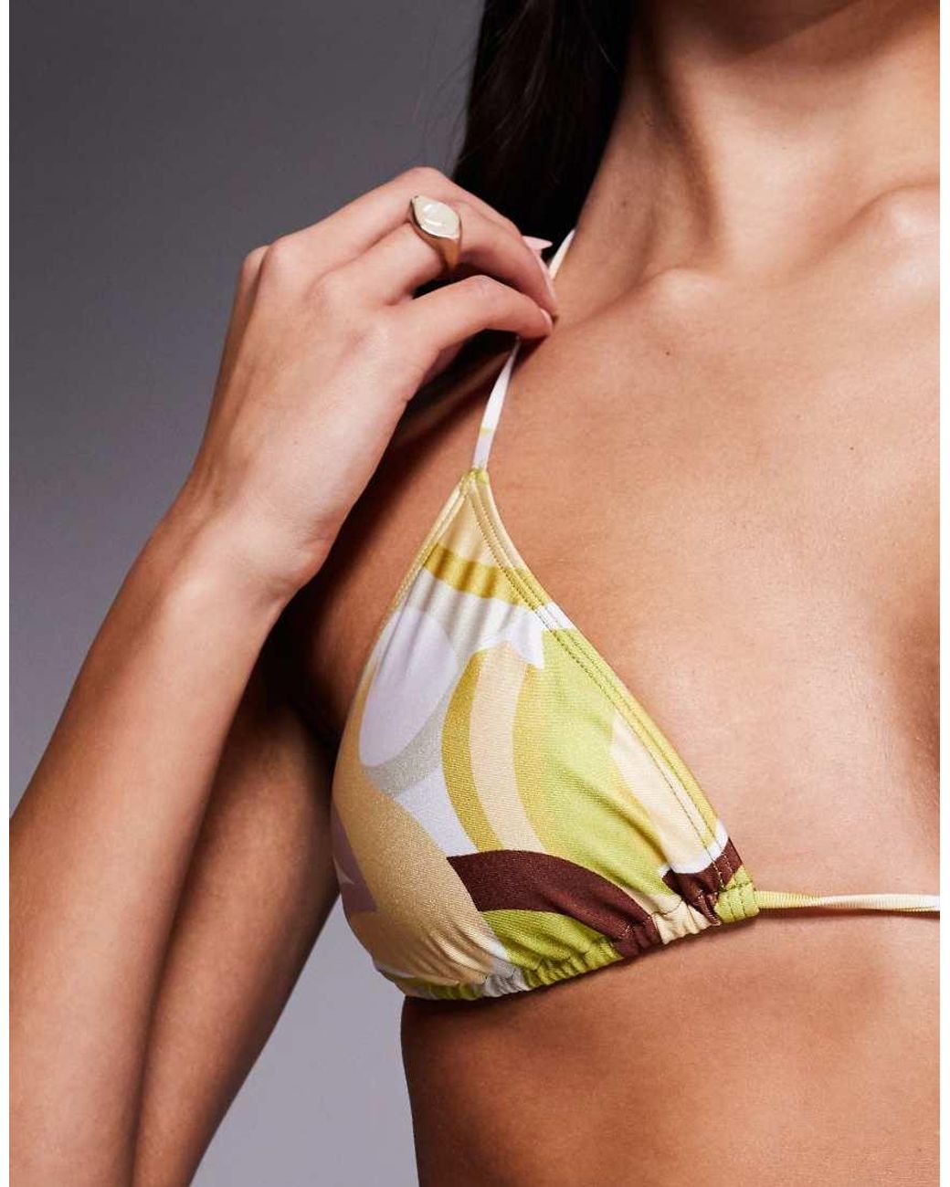 South Beach Green Abstract Print Triangle Bikini Top