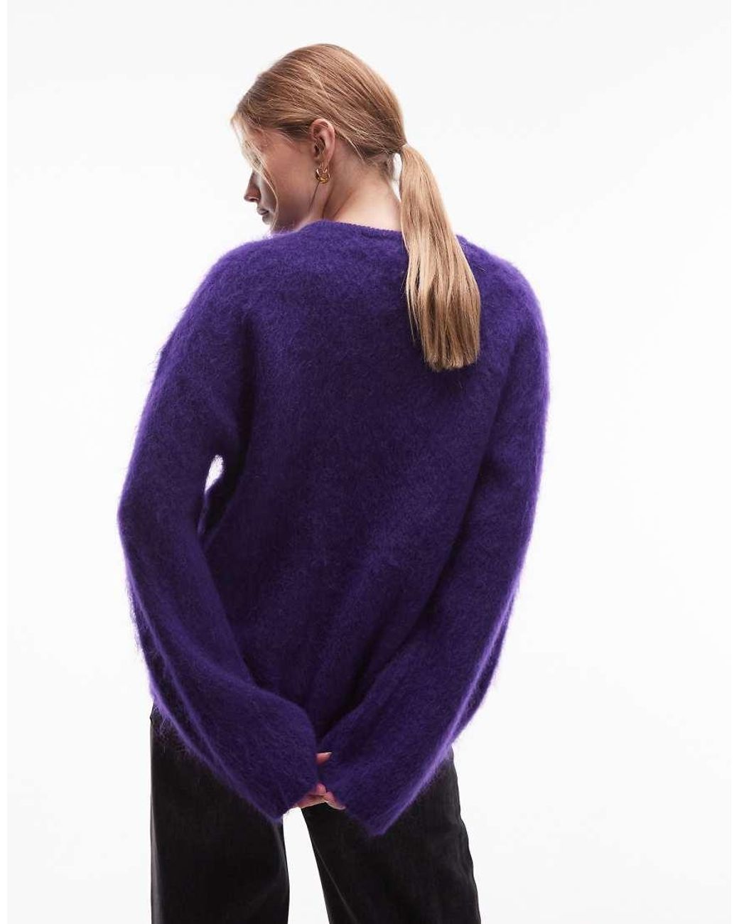 & Other Stories Purple Wool And Mohair Mix Drop Shoulder Jumper