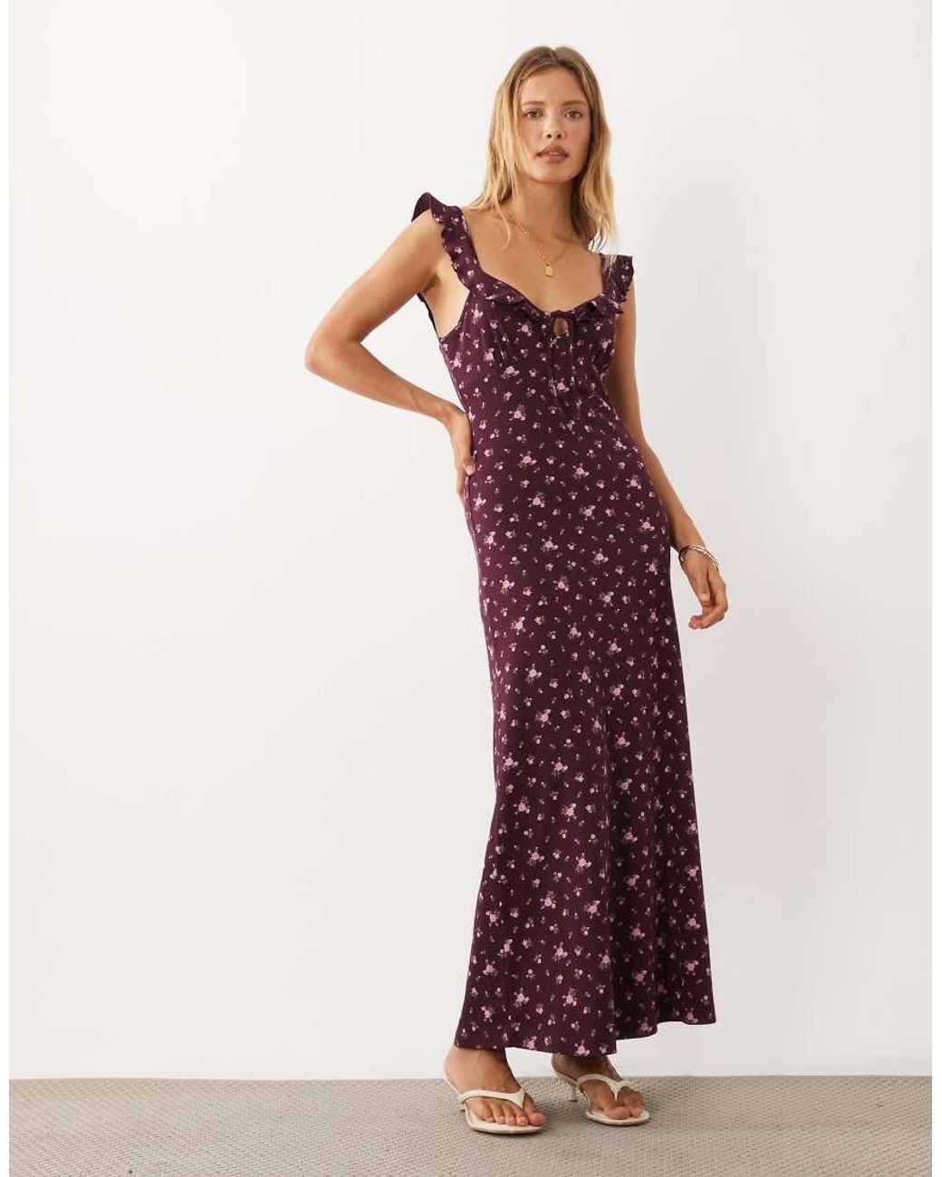 Miss Selfridge Red Cami Ruffle Maxi Dress