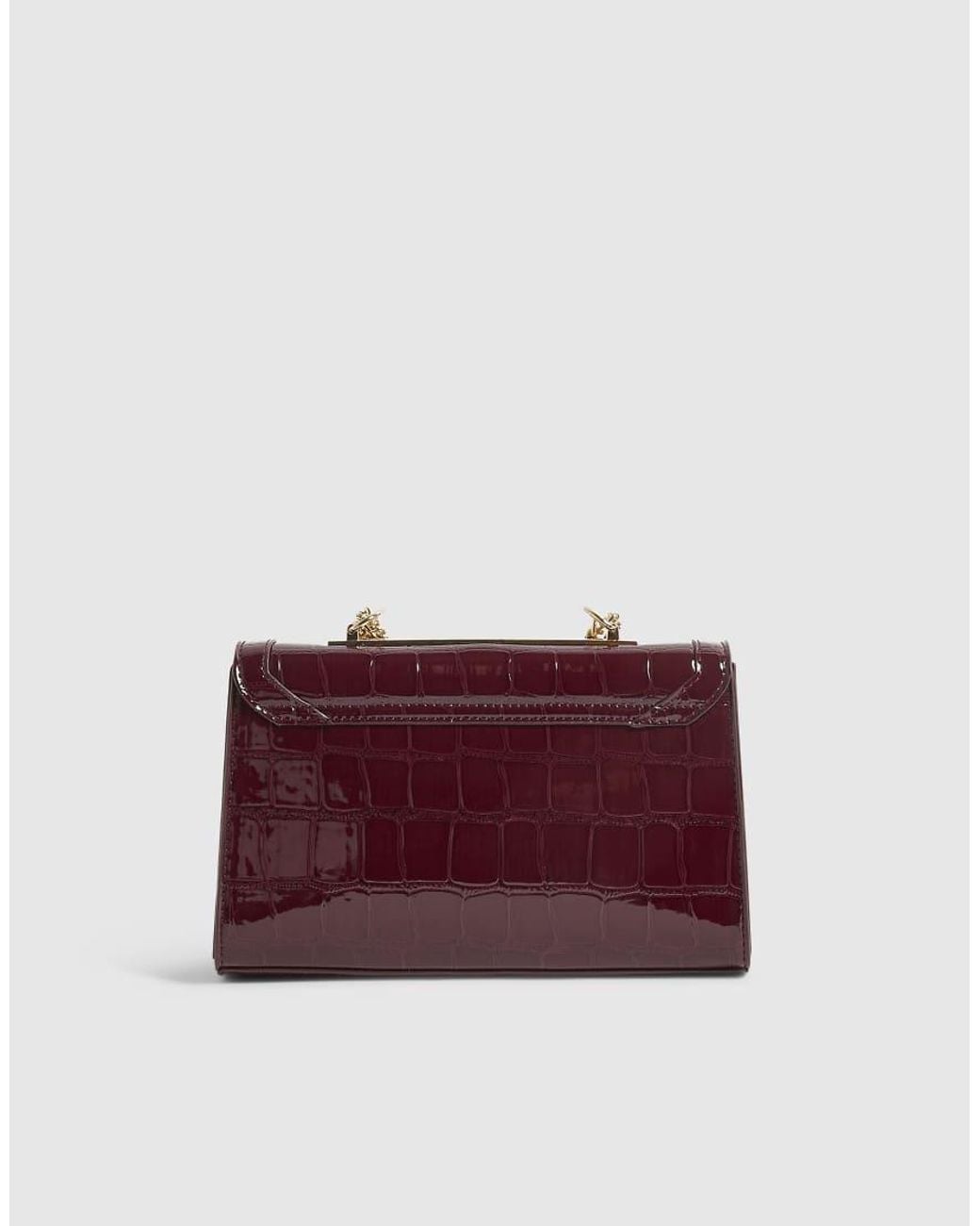 River Island Blue Burgundy Croc Bar Front Panel Shoulder Bag