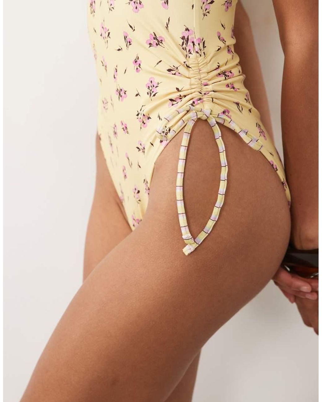 ASOS Yellow Imogen Check Swimsuit